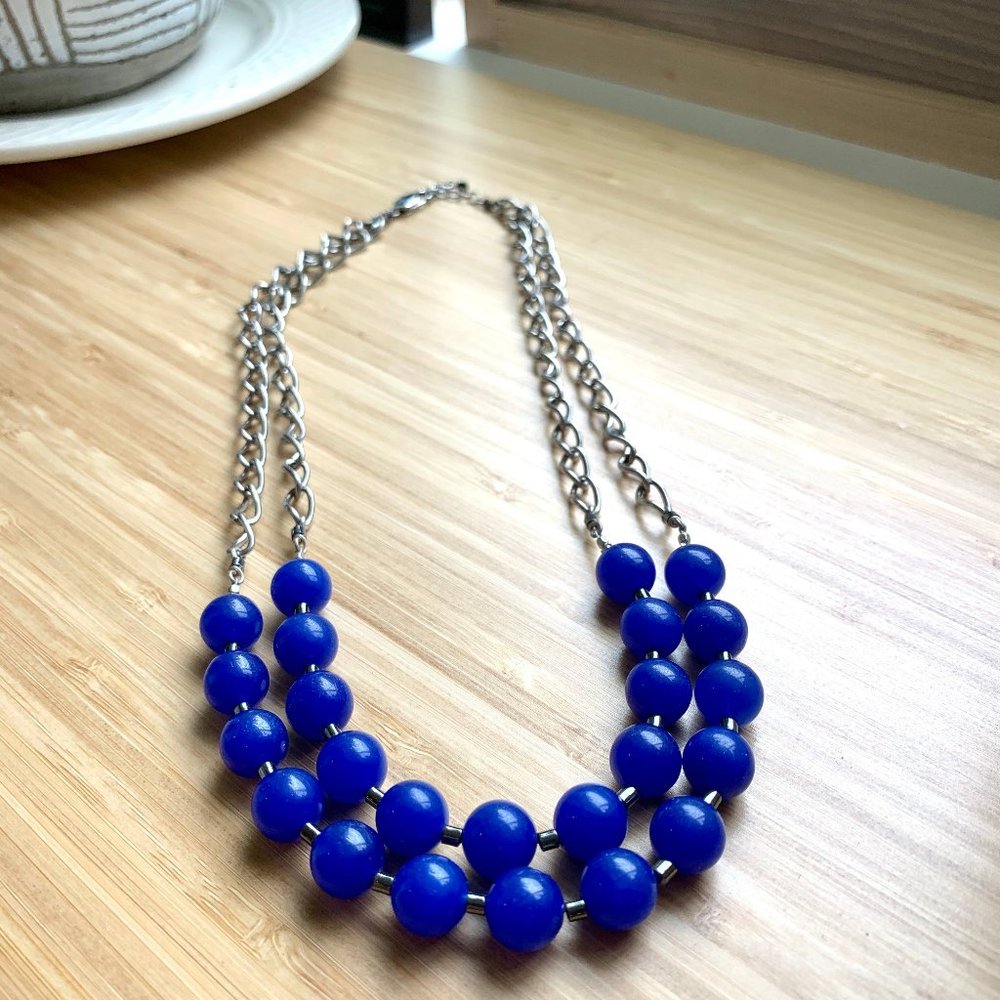 Blue jade & hematite necklace